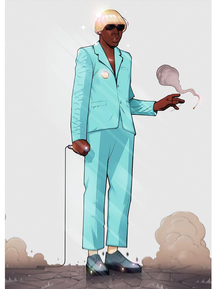 Рэпер Звезда Тайлер Создатель Цветочный мальчик Музыкальный постер Холст Картина Эстетическое настенное искусство для бара Кафе Комната Украшение дома