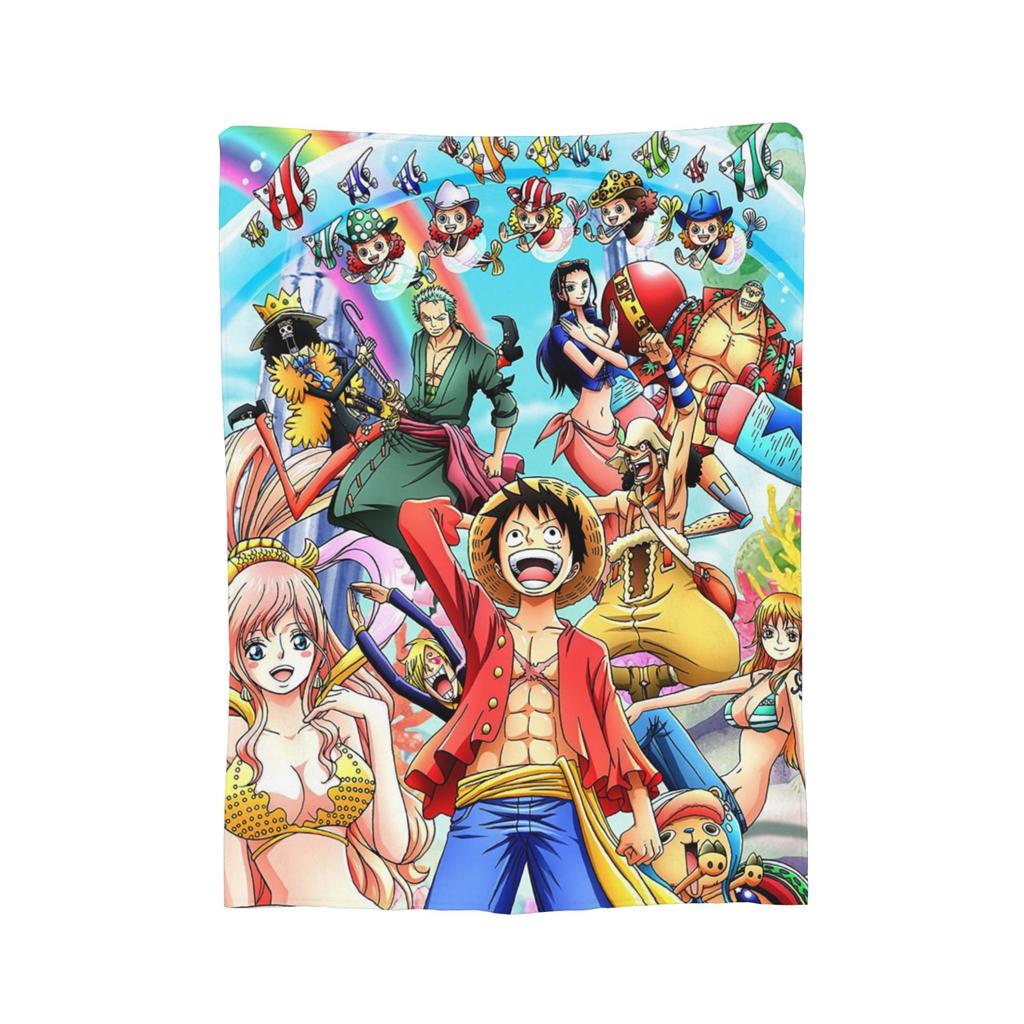 Japanese Anime Blanket Fleece Spring Autumn Luffy Anime Multifunction Lightweight Thin Throw Blanket for Bed Travel Bedspreads