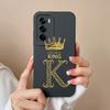Парный чехол для Oppo Reno 12 Pro 5G Чехол Корона Буква Высококачественный Мягкий Жидкий Силикон Защитный Чехол для Oppo Reno12 Fundas