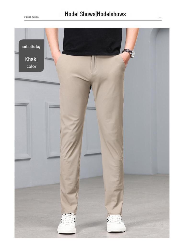 Men's High-Elastic Ice Silk Straight-Leg Fashion Trousers - Casual Business Wear