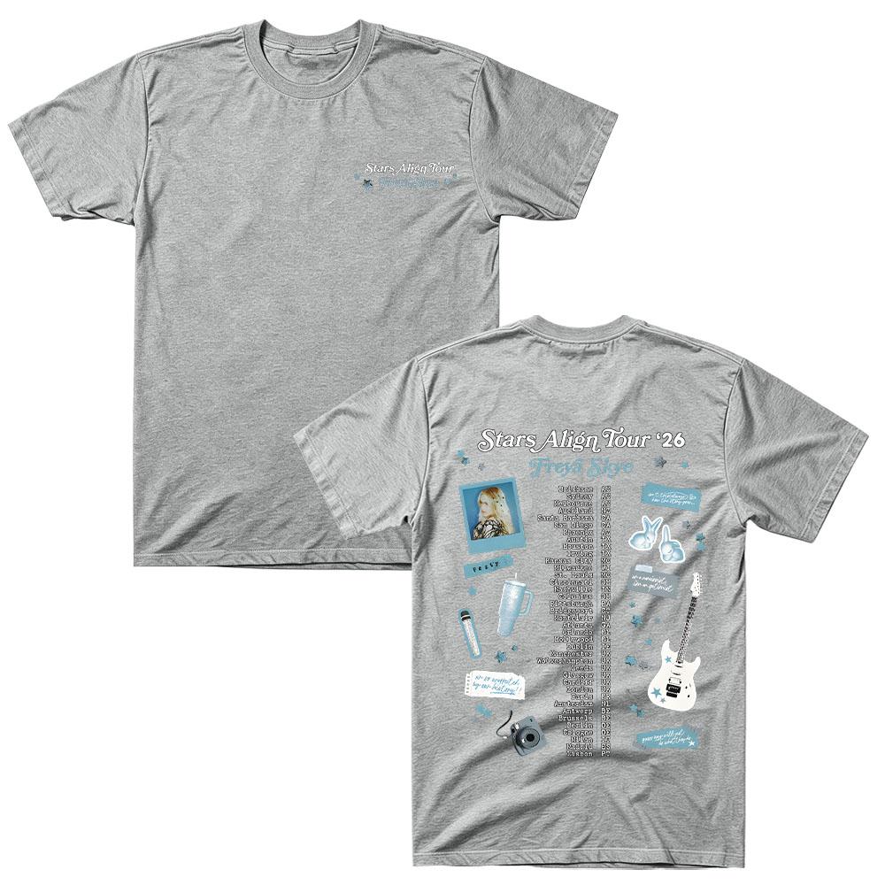 Scrapbook Tour Tee Freya Skye Stars Align Tour '26 Graphic Tshirt Summer Cotton Tee High Street Y2K Streetwear Unisex Casual Clothes