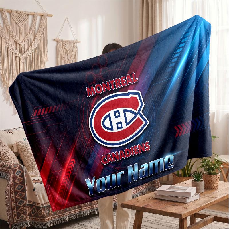Фланелевое одеяло Montreal Canadiens, Персонализированное мягкое плед с текстом имени, Декор для дома, Подарок