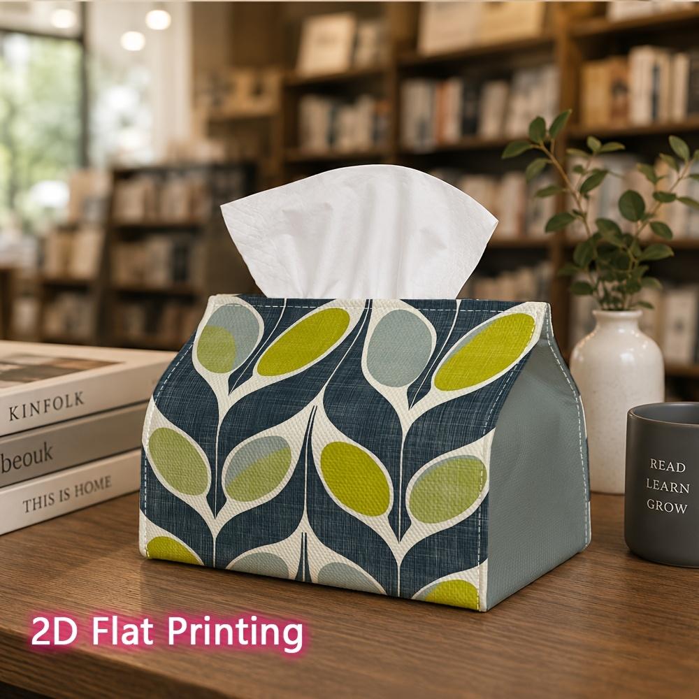 1pc, 2D Flat Printing, Tissue Box Modern Leaf Pattern Napkin Dispenser, Suitable for Home, Car, And Outdoor Gatherings, Tissue Decoration Rack_Zjh0530
