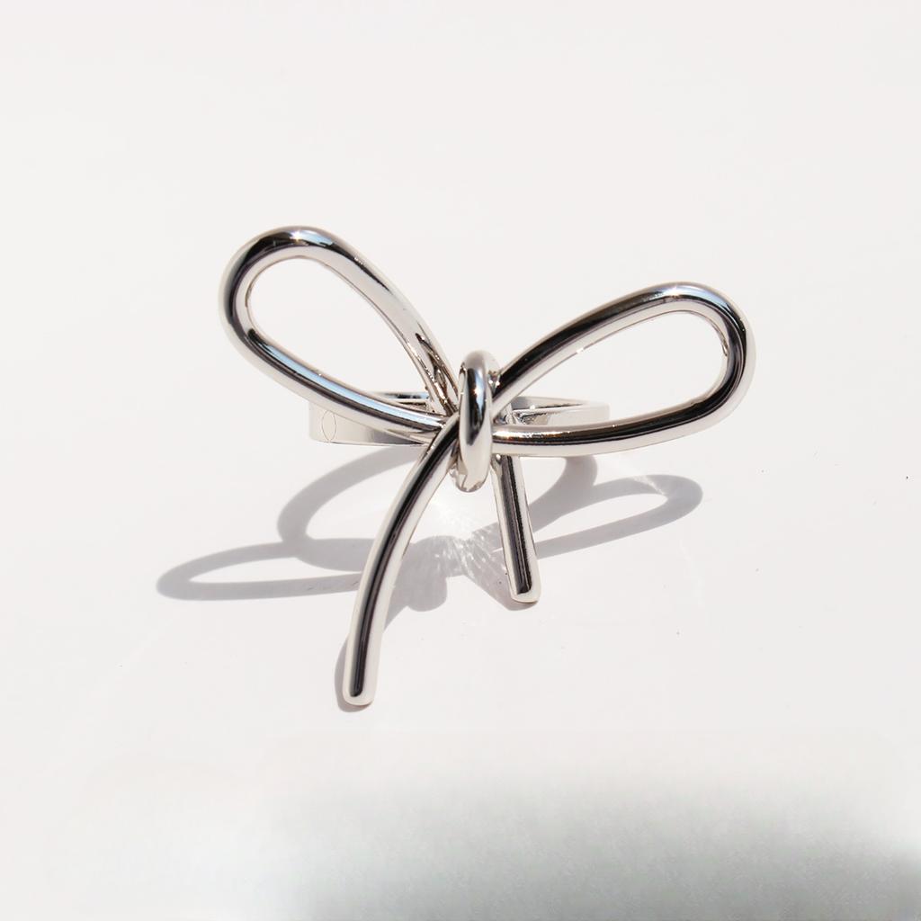 New Metal Wind Bow Ring Sweet Cool Delicate Line Knotted Index Finger Ring Women'S Jewelry 757