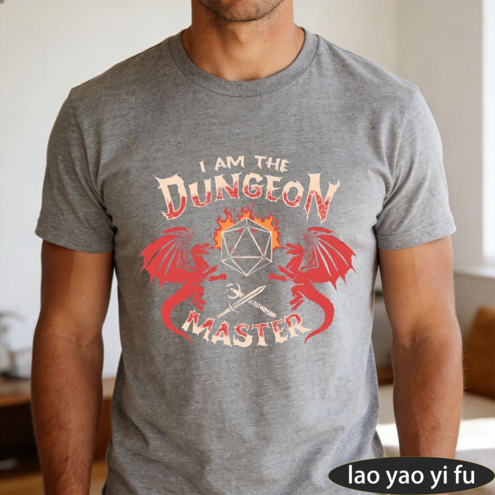 Unisexs I Am The Dungeon Master Red Dragons Flaming D20 Graphic Tshirt Dd Rpg Gamer Tee Latest Trendy Style Summer Cotton Tops