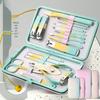 Gradient Color 18-Piece Stainless Steel Nail Clipper and Pedicure Set with Eyebrow Trimming Scissors