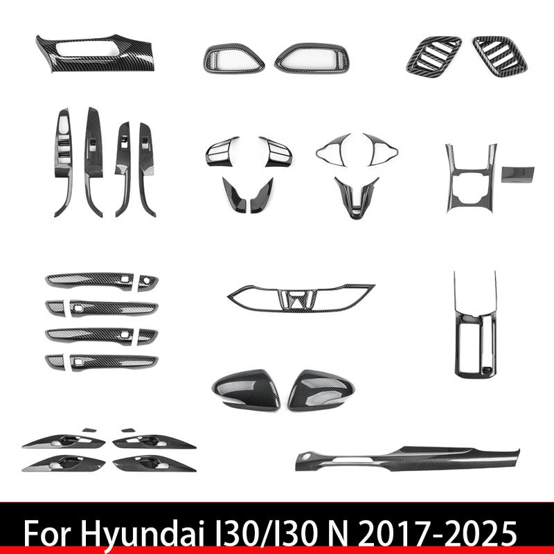 Для Hyundai I30/I30 N 2017-2025 Автомобильный Тюнинг Карбоновое Волокно Центральная Консоль Кнопка Стеклоподъемника Рычаг КПП Крышка Воздуховода Аксессуары LHD
