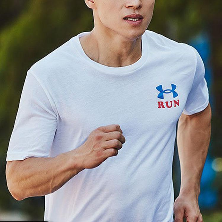 Under Armour Футболка с круглым вырезом и логотипом Alphabet для бега, мужская, белая 1369406-100