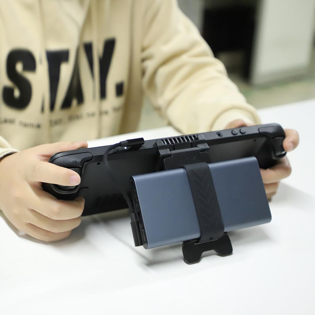Настольный держатель-подставка 2-в-1 с зажимом для Power Bank для подставки под геймпад Steam Deck