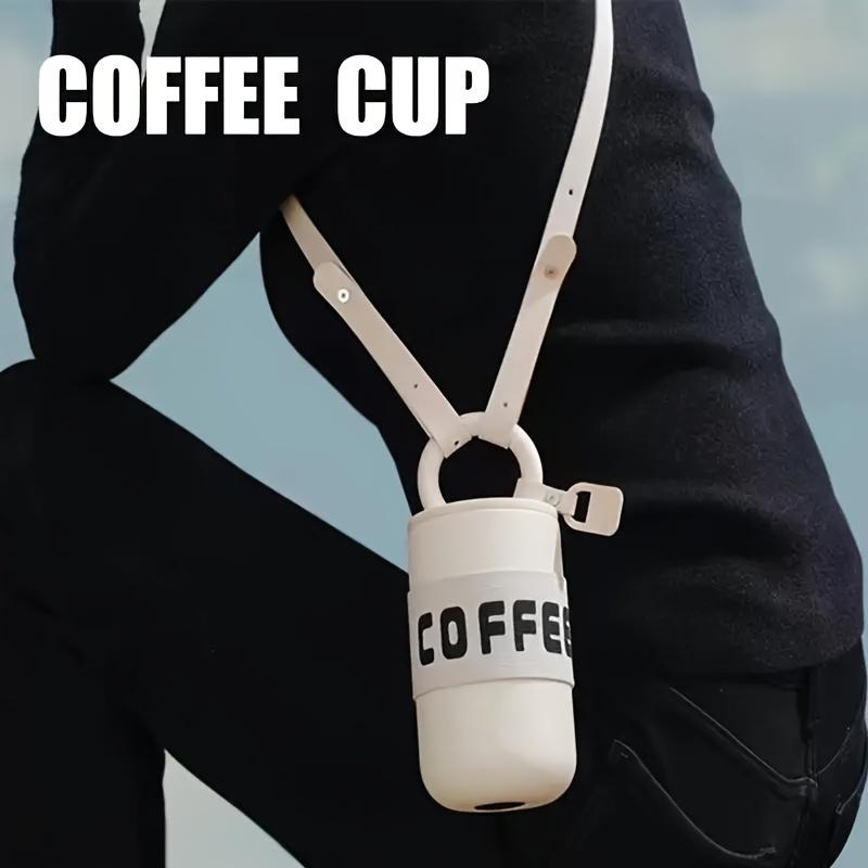 Кофейная чашка из нержавеющей стали, портативный изолированный чайник с ремнем для переноски - подходит для кемпинга на открытом воздухе, езды на велосипеде, спорта и фитнеса