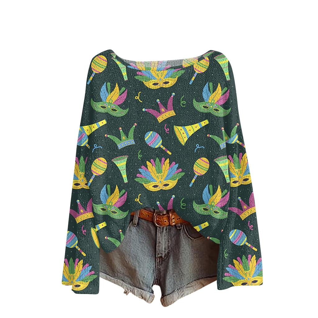 Женский модный пуловер с круглым вырезом, длинным рукавом и принтом, повседневный