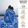 1pc. Eeyore Cartoon Quilt Blanket for Home Decor, Seasonal Use, Gift Idea, Blue Background with Hearts and Flowers Design,Soft Flannel Throw