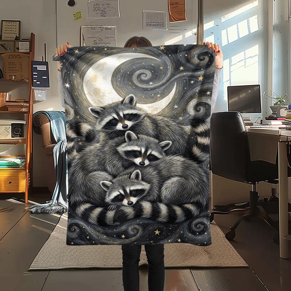 1PC Small animals gather Print FlAannel Blanket, High quality Comfortable for All Seasons, Home Decor, Warmth and Comfort