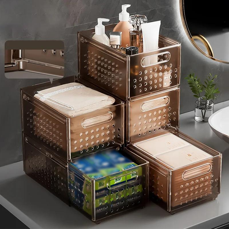 Stretchable Storage Drawer Large Capacity Kitchen Cabinet Organizer Snacks Cosmetics Storage Box Wardrobe Organizer Save Space