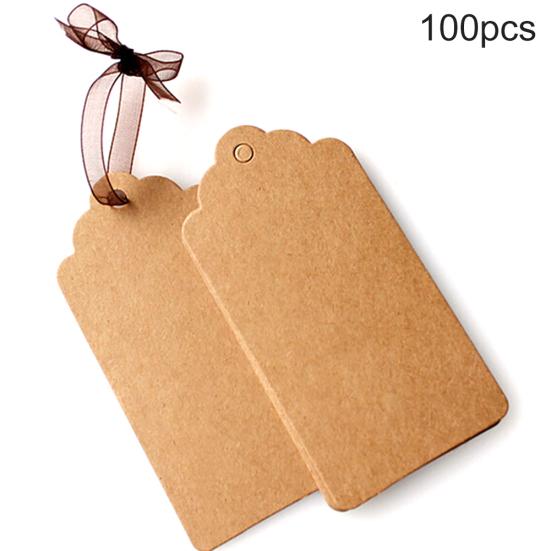 100pcs Wedding Party Kraft Paper Hang Tags Favor Punch Label Price Gift Cards