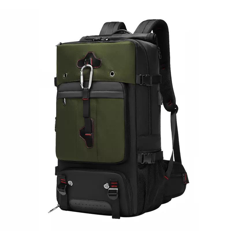 Мужской большой водонепроницаемый дорожный рюкзак с отделением для влажных/сухих вещей и многофункциональным дизайном, идеально подходит для активного отдыха и альпинизма.