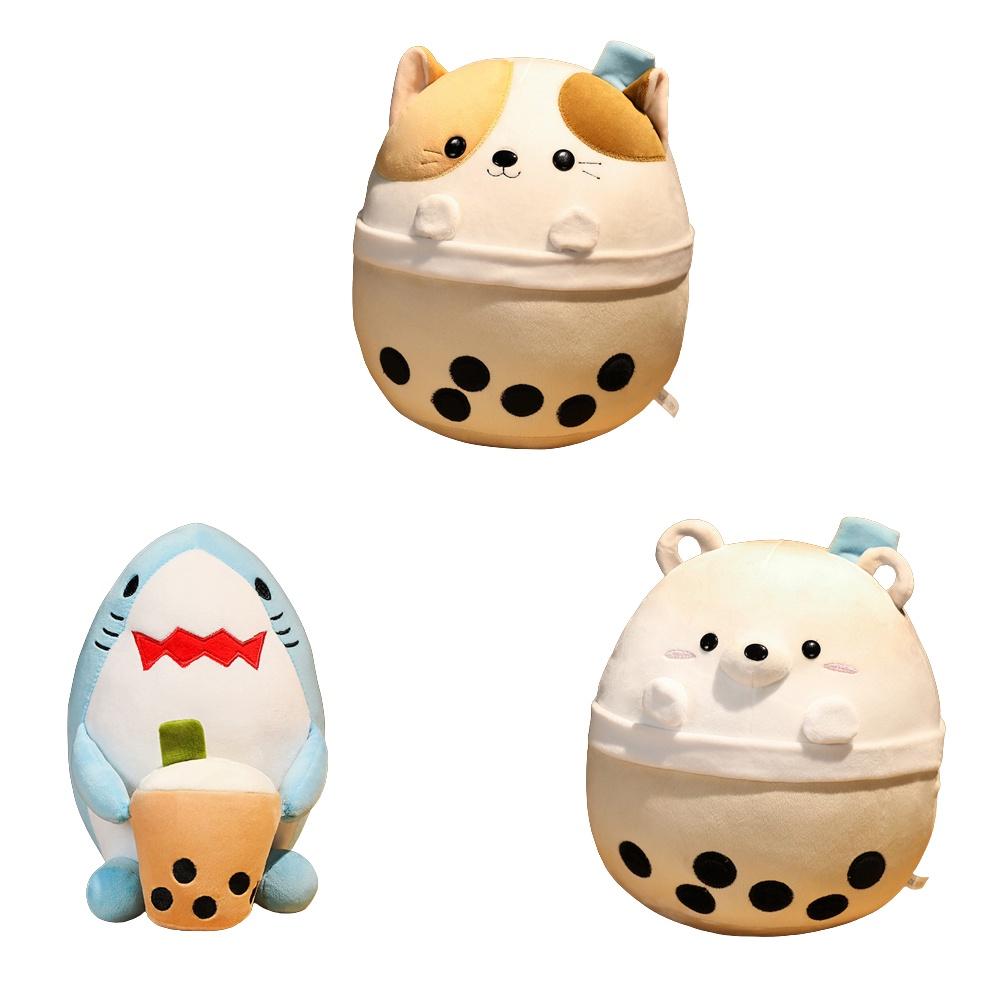 Милый Плюшевый Игрушечный Стаканчик для Бабл-чая с Шариками Squishmallow Медведь Акула Кошка