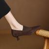 Krazing Pot Обувь из овчины замши Осень Зима Туфли Стилет Средний каблук Размер 43 Размер 42 Острый носок Глубокие лодочки