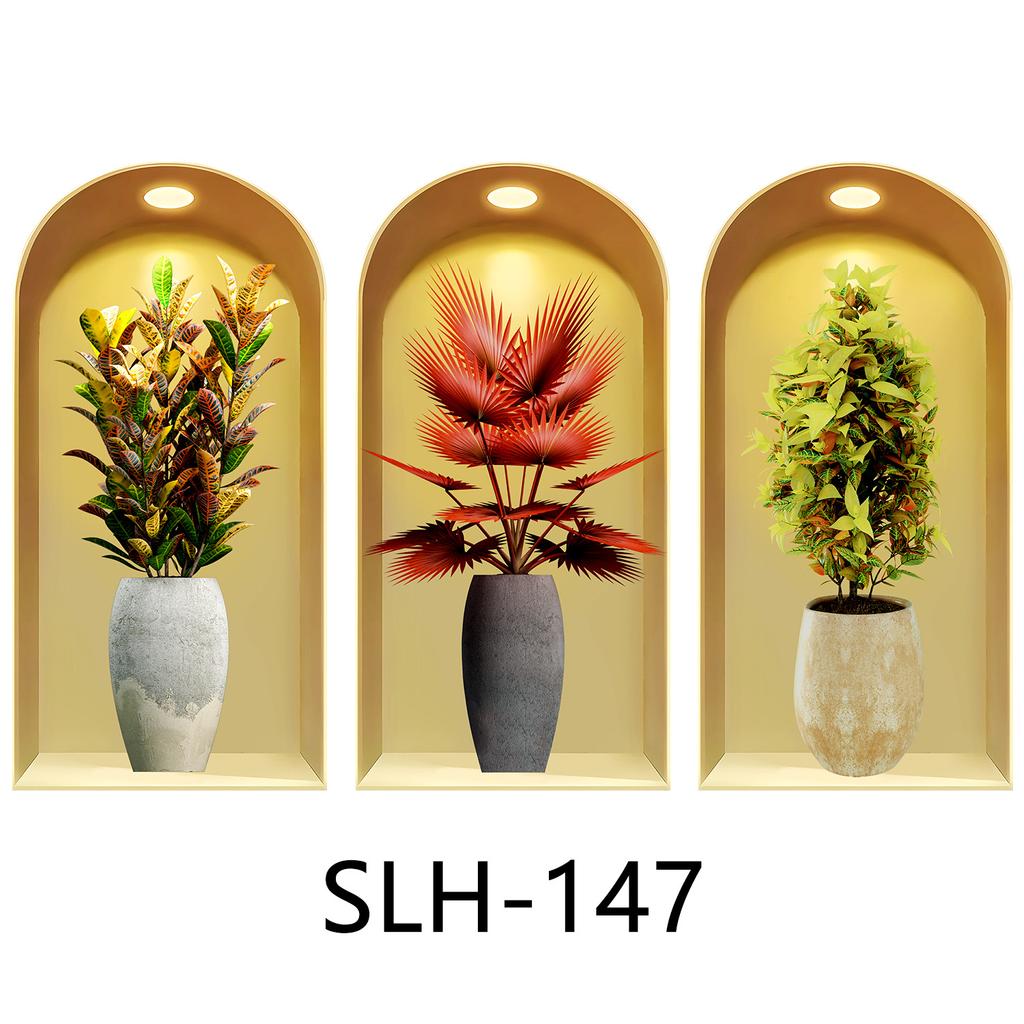 Набор из 3 шт. Наклейки на стену с растениями и цветами Сделай сам Наклейки из стекла в виде короны для декора гостиной, спальни, свадьбы Самоклеящиеся наклейки на холодильник