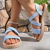 Summer New Flats Sole Women Sandals Cross Band Plus Size 43 Beach Sandels 2025 Hot Seller Ladies Vacation Zapatillas
