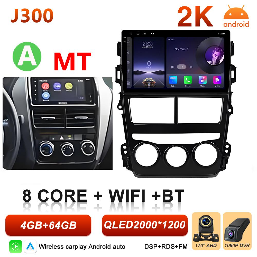 Android 16 Car Radio Carplay For Toyota Vios Yaris 2018 2019 2020 Multimedia Player Video 2k Touch Screen 5G Wifi Bluetooth DVD