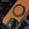 For iPhone 15 Pro Case with Ring Kickstand Compatible with MagSafe PU Leather Back Cover