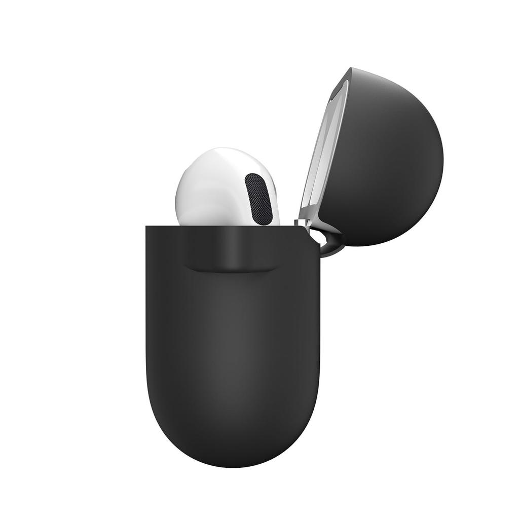 Keybudz AirPods4 Elevate Silicone Case AirPods 4th Generation Full Smooth Soft Lid with Strap Hole Includes Drop AirPods 4 Black KB27440AP4