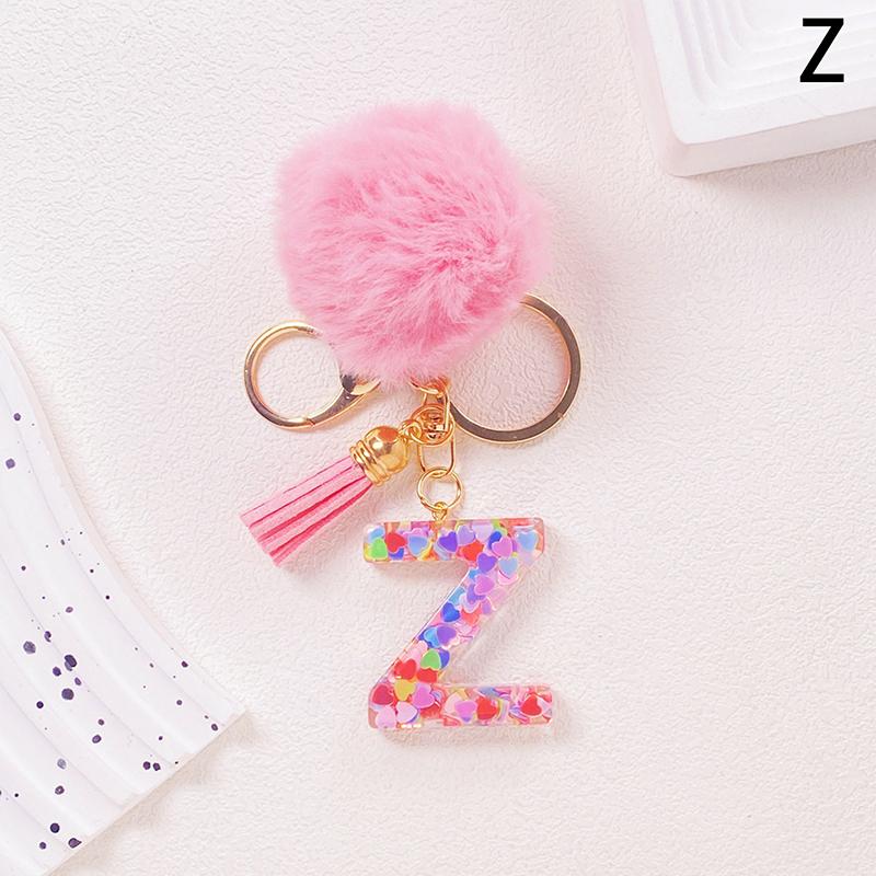 Очаровательный блестящий брелок с инициалами, сверкающий каучуковый кулон в виде алфавита с пушистой буквой, шарм для девочек, сумок, рюкзаков, аксессуаров