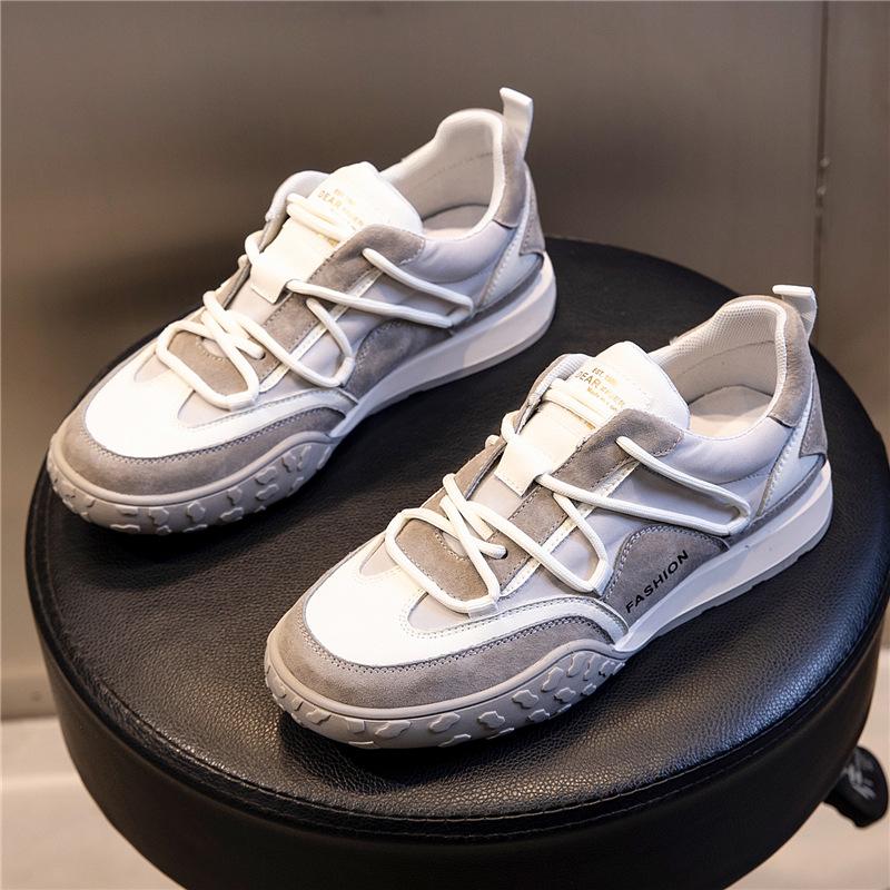 Leather Women's Shoes Spring 2025 New Flat-bottomed Casual Versatile Sports White Shoes Fashion Running Single Shoes Women's Tide