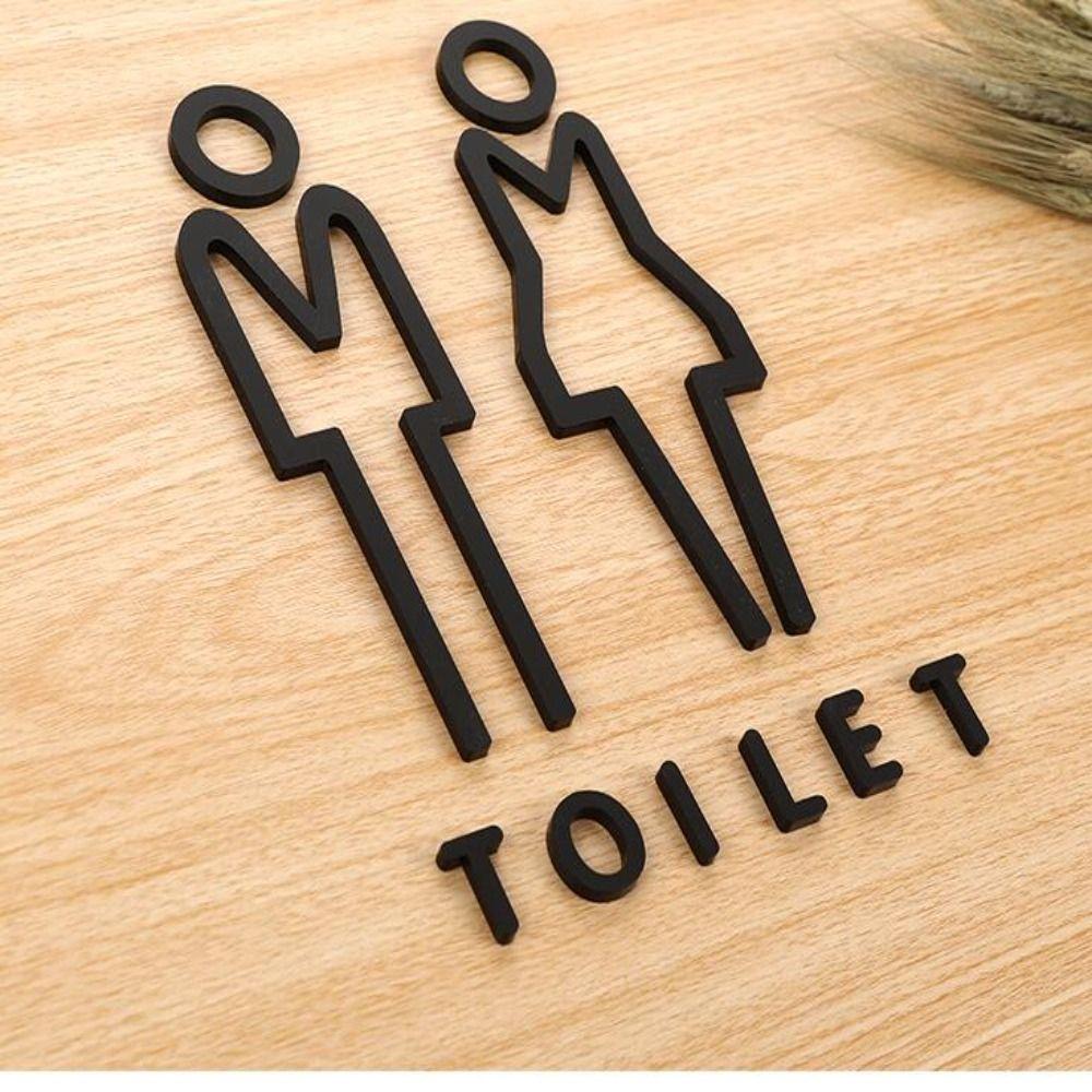 Acrylic Wc Signage Black WC Plaque Reminder Indicator Plaque Men Women Toilet Signs Door Plates