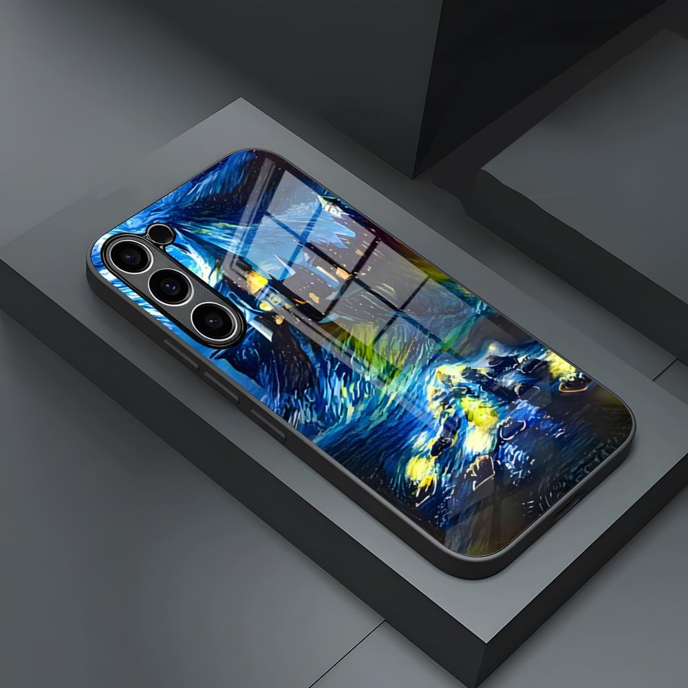 Чехол для телефона с картиной Ван Гога маслом Для S24 Ultra Samsung S23 S22 S20 Fe S21 Plus Galaxy A54 A34 A24 A53 M54 Note 20 Стеклянная крышка