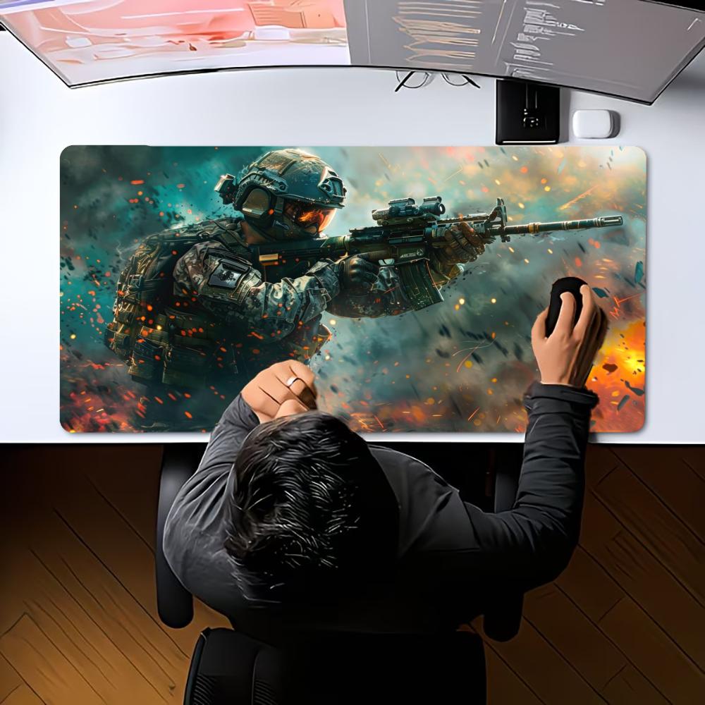 XXL Large Tactical Soldier Gaming Mouse Pad Non-Slip Rubber Base Desk Mat Overlock Edge Keyboard Pad for PC Gamer Office Work