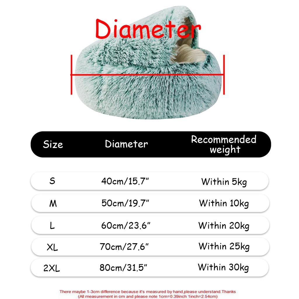 Soft Plush Dog Beds with Cover Round Cat Bed for Small,Middle and Large Dogs House Bed Cat's House for Dogs 2 In 1 Sleeping Nest