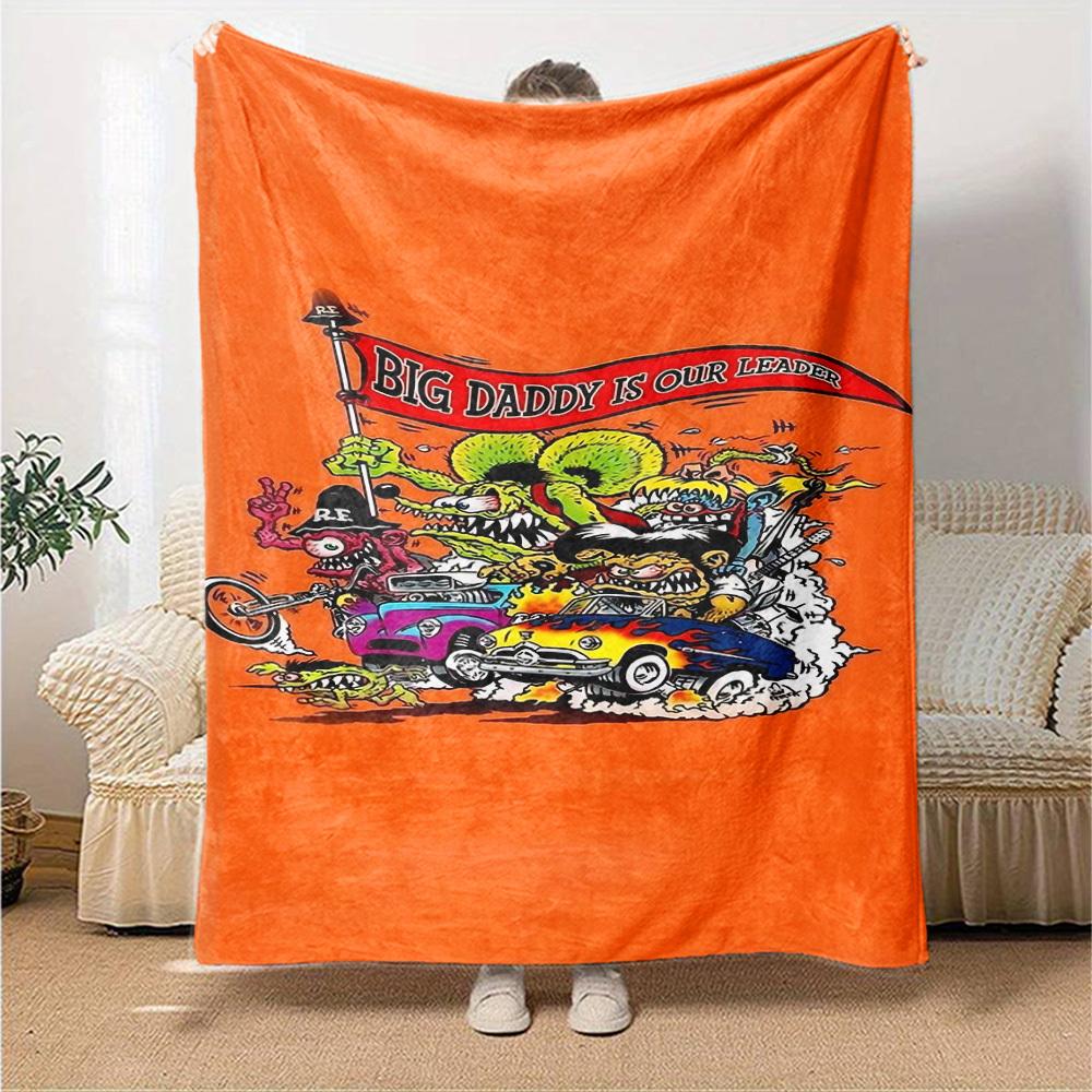 1pc Big Daddy Hot Rods Soft Flannel All Season Throw for Home, Office, Outdoor UseDurable Comfort Soft Warm Throw for Home