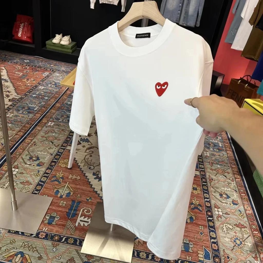 Summer fashion top: Loose neutral pure cotton American T-shirt daily wear for couples short-sleeved men pure cotton 2025