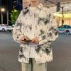 Ink bamboo national style flower shirt men's long sleeved spring and autumn youth high-end and cool shirt