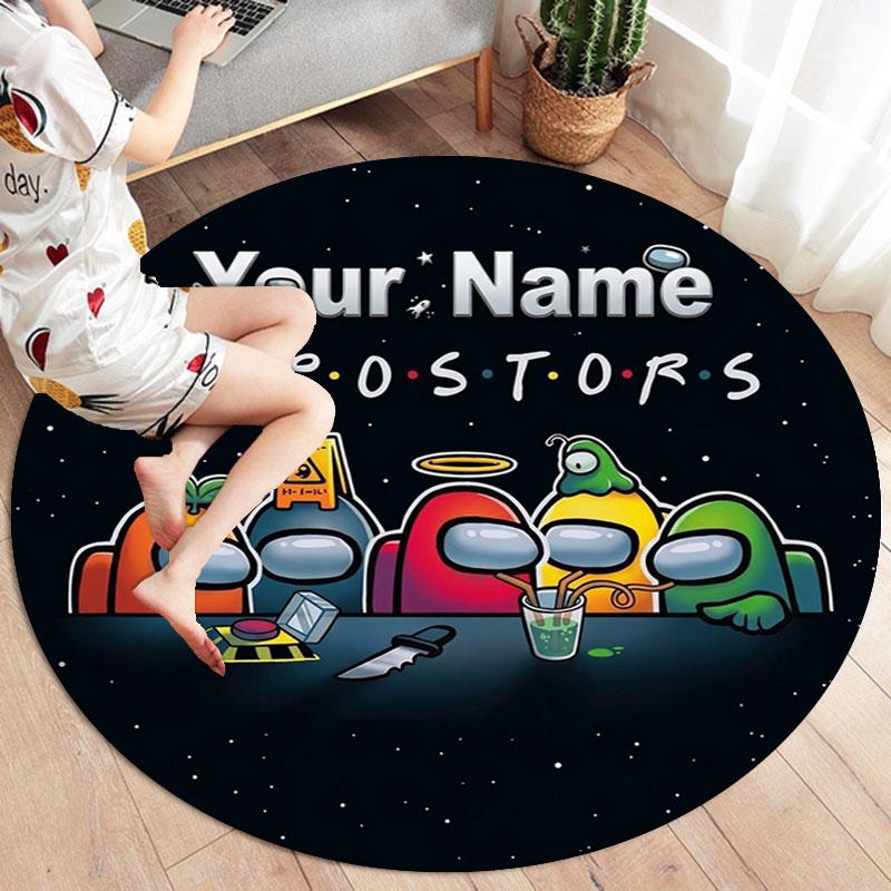 Among Us Custom Name Round Area Rug,Carpet Rug for Living Room Bedroom Sofa Playroom Decor,Non-slip Floor Mat