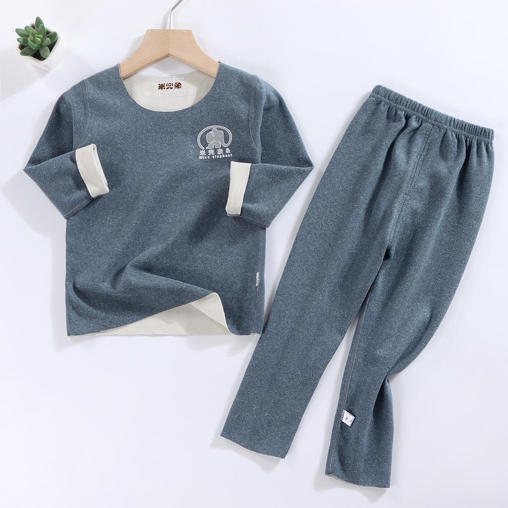 Children's Boneless German Velvet Underwear Set AB Face Baby Warm Seamless Autumn Clothes Long Trousers Boys and Girls Pajamas Home Service