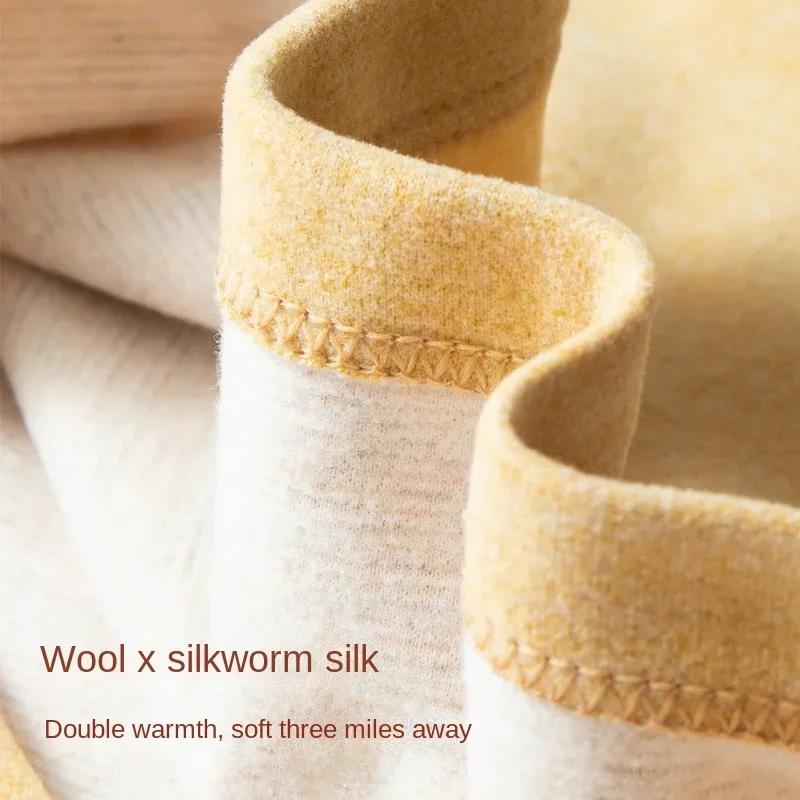 Термобелье для подростков и детей, шерстяное, шелковое, мягкое, уютное, из двух частей, для мальчиков и девочек, домашняя одежда, плотная, теплая, дышащая, детская одежда для сна