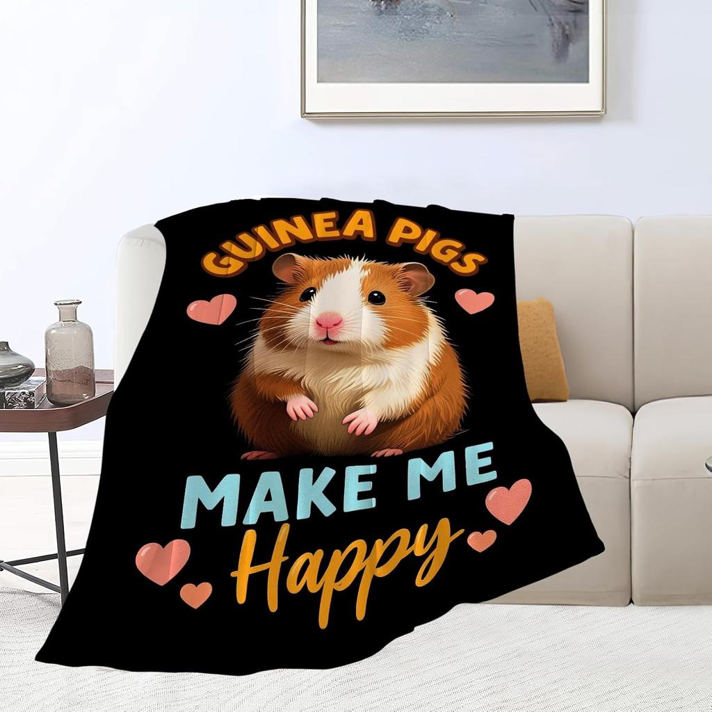 Guinea Pig Blanket Hamster Animal Throw Blankets Plush Cozy Flannel Ultra Soft Fuzzy Funny Party Blanket Gifts for Girls Women