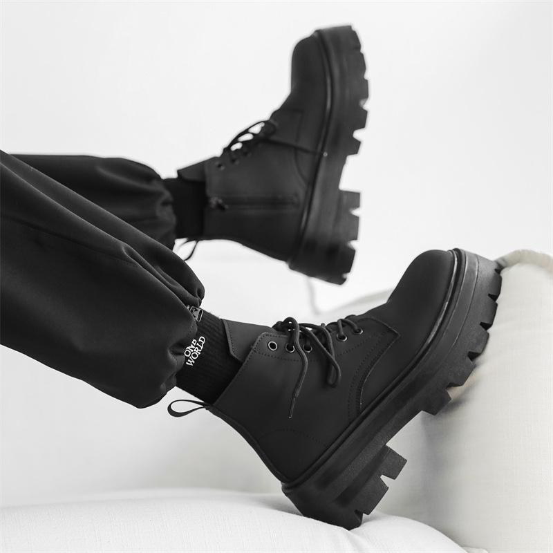 Мужские повседневные панк-рок платье ботинки на платформе шнуровка натуральная кожа обувь ковбойские массивные ботинки крутые осенне-зимние ботильоны мужские