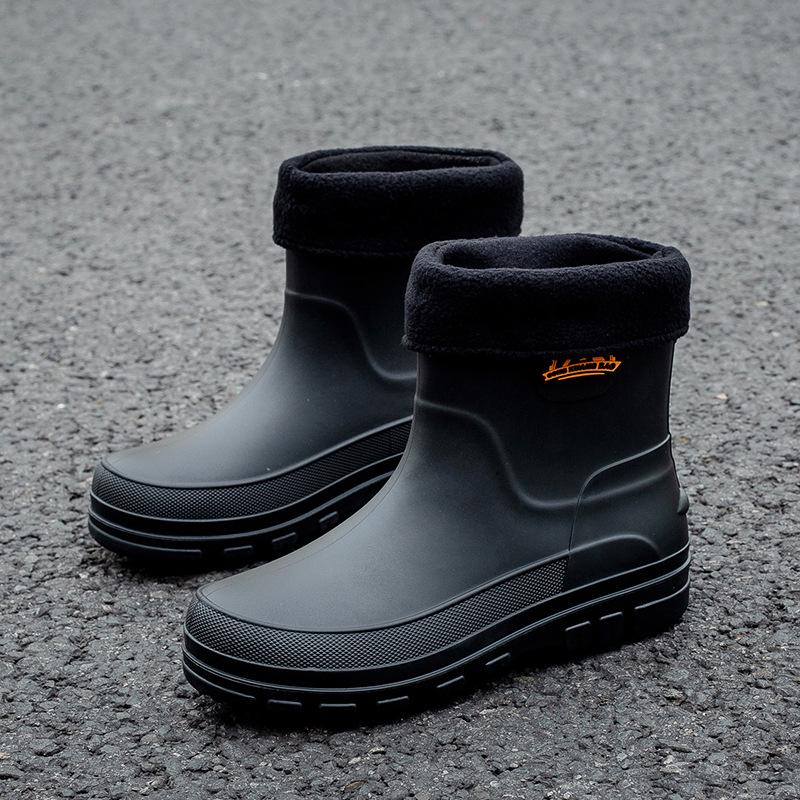 Мужские водонепроницаемые нескользящие модные резиновые сапоги средней высоты