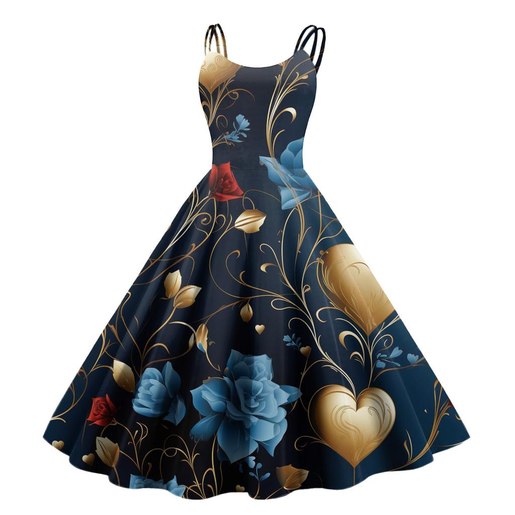 Женское повседневное модное платье с принтом в стиле ретро с открытыми плечами в стиле панк в стиле ретро