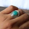 Кольцо с натуральной бирюзой, Кольцо из стерлингового серебра 925 пробы, Кольцо ручной работы, Круглое кольцо с бирюзой, Кольцо с камнем декабря, Счастливое кольцо, Новогодний подарок,