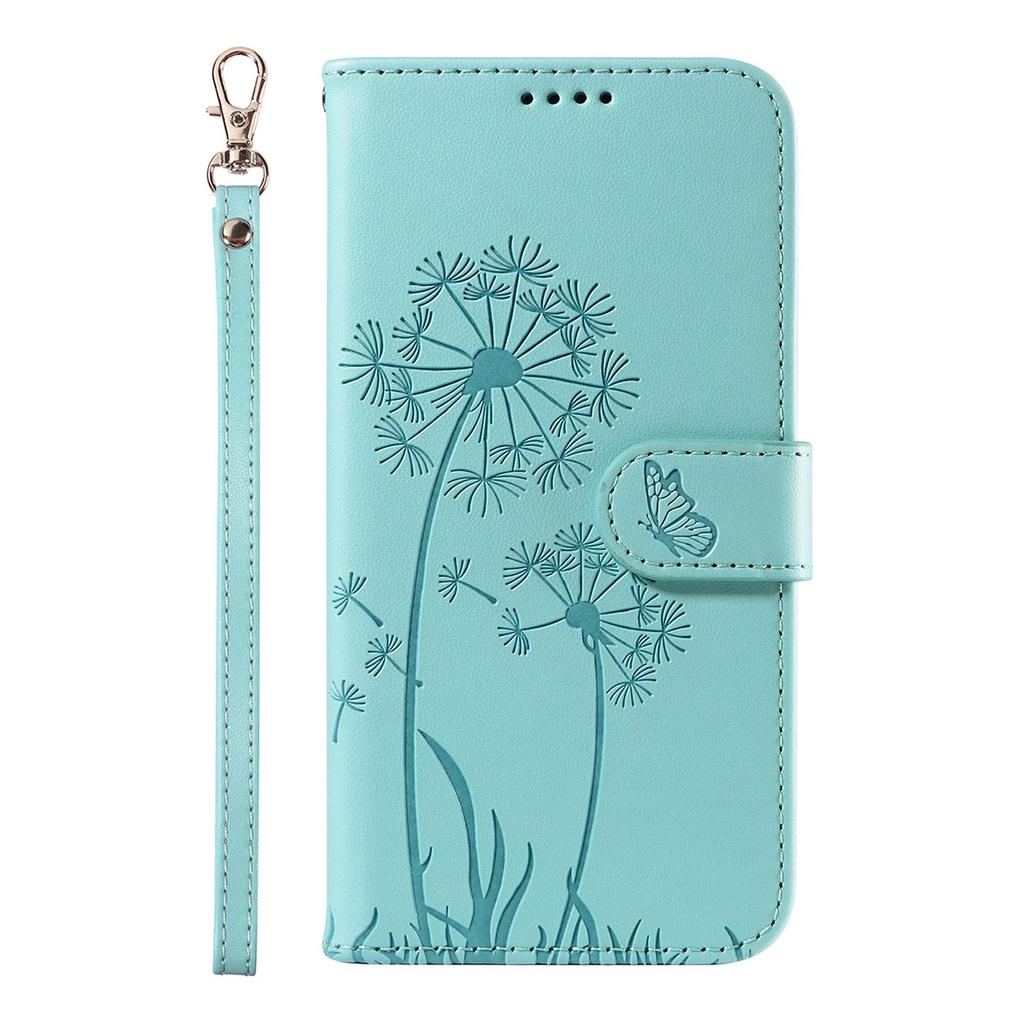 Leather Wallet Flip Case For OPPO A57S A77 A15 A15S A16 A16S A54S A17 A96 4G 5G Dandelion Embossed Design, Card Slots, Wrist Strap