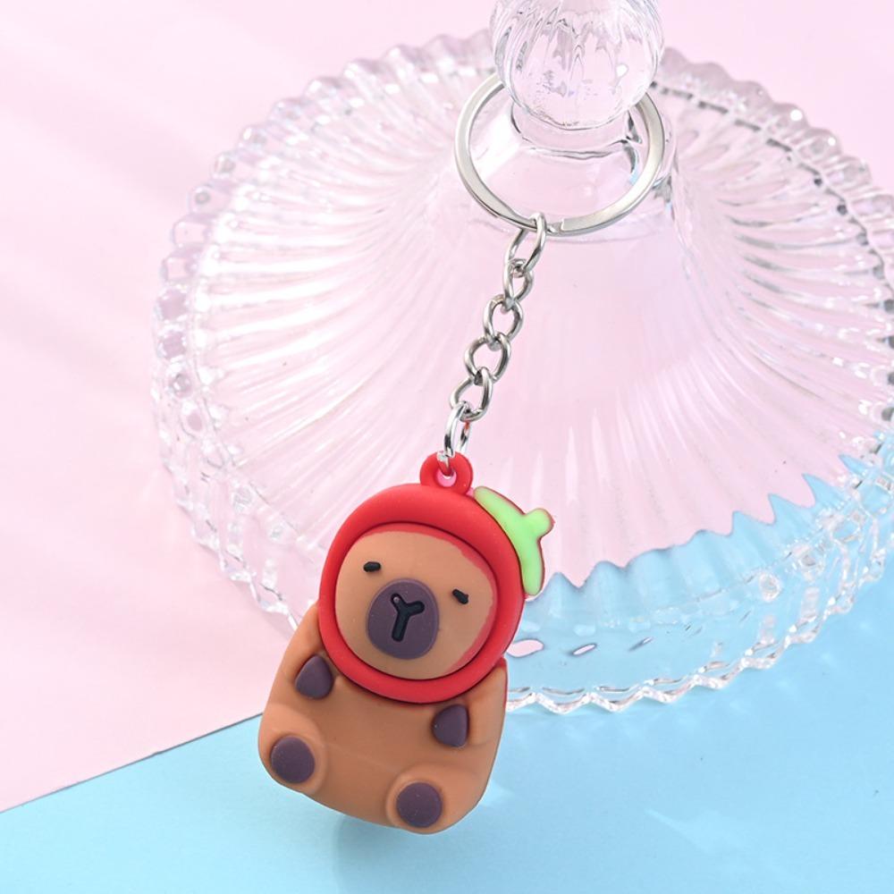 Turtle Cartoon Keychain PVC Animal Pendant Funny Capybara Key Ring Girls