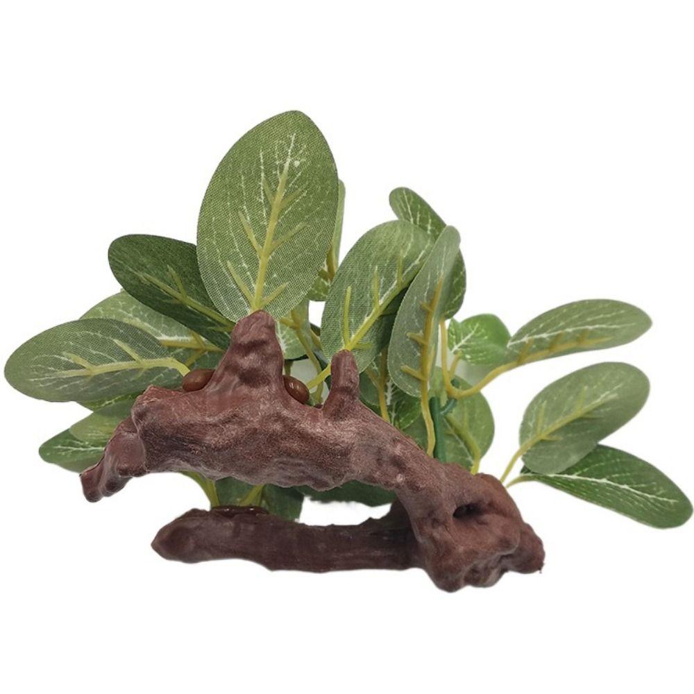 Silk Lifelike Faux Green Simulated Underwater Artificial Plants Turtle Jar Ornament Aquarium Plants Ficus Tree
