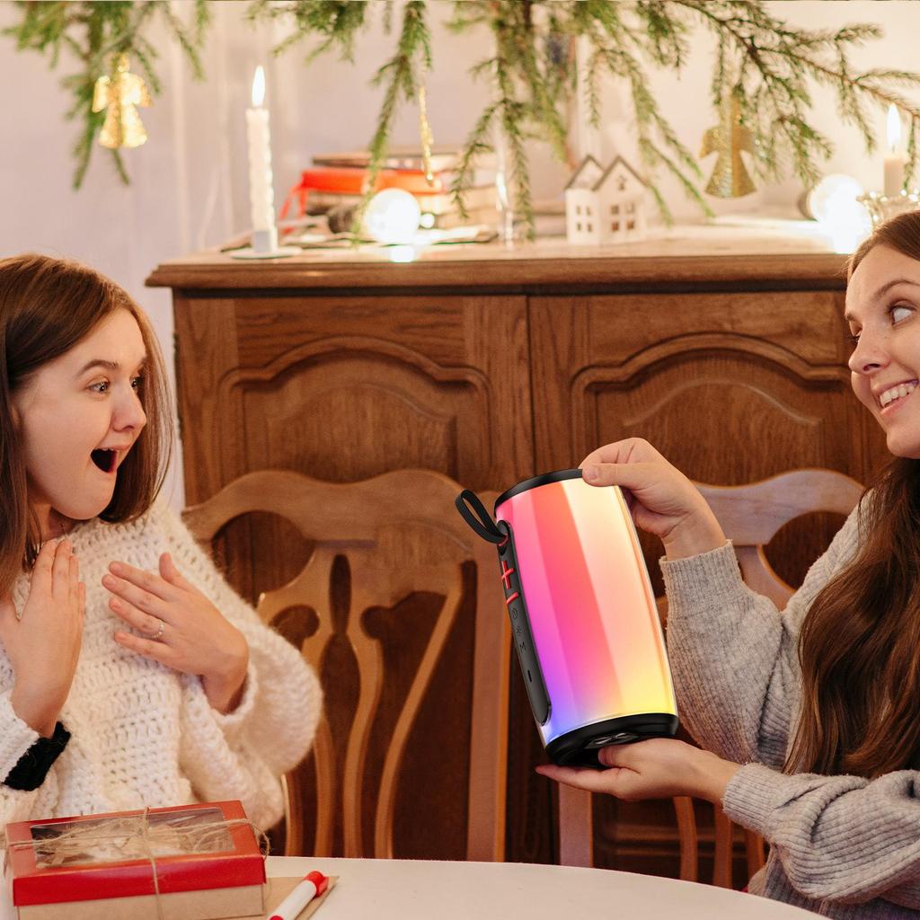 Speaker with Mic System for Singing, Portable Bluetooth Speakers with Dazzling Light and 2 Wireless Microphones for Adults, Mini Karaoke Set for Home