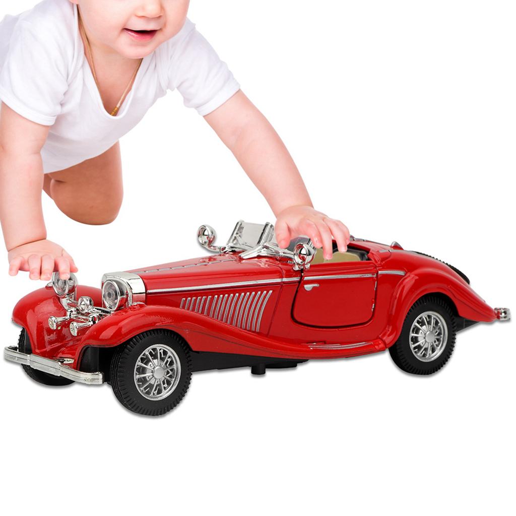 Vintage Child Kid High Simulation Sound Light Pull Back Car Toy Alloy Vehicle (Red)