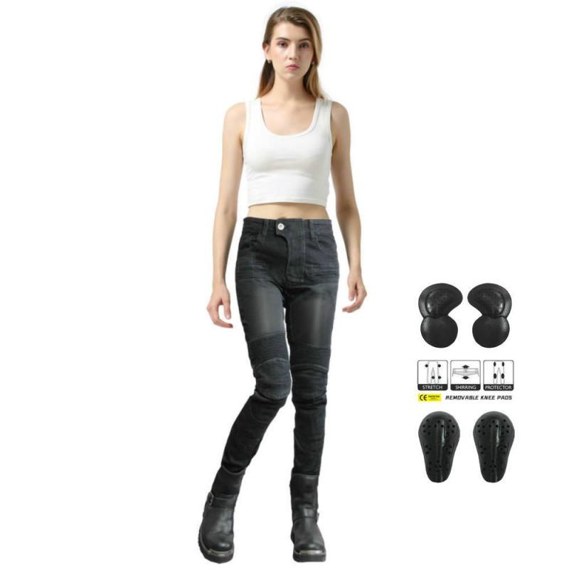 Womens Motorcycle Riding Pants With Integrated Protective Padding Breathable Denim-Style Biker Trousers Street Touring